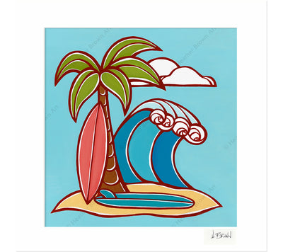 Surfboards - Matted Print by Heather Brown