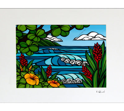 Tropical Paradise - Matted Print on Paper (Mat Only) by Hawaii surf artist Heather Brown