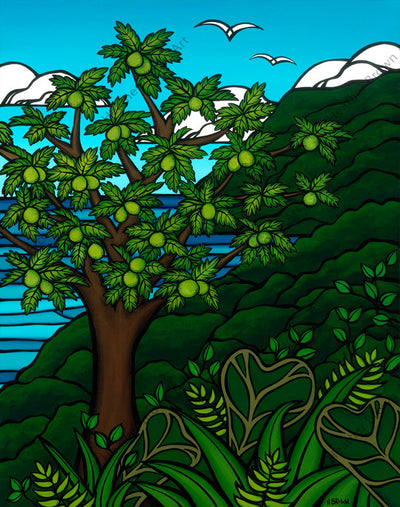Ulu Tree - A Hawaiian staple, the bread fruit tree by Hawaii surf artist Heather Brown