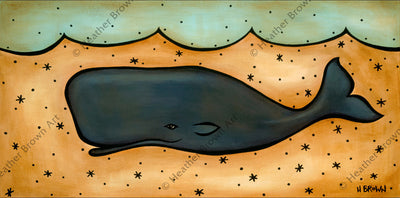 Vintage Whale - Open Edition Painting by tropical Hawaii artist Heather Brown 