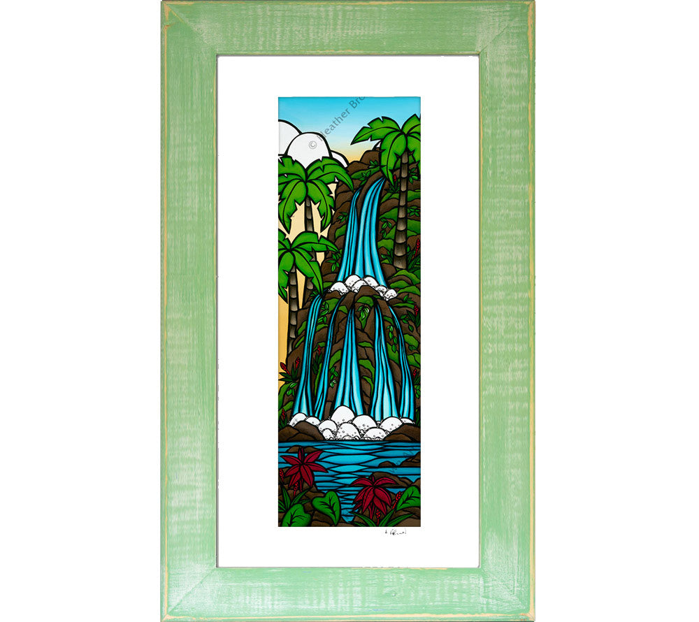 Sunrise Waterfall - Framed Matted Print by Heather Brown