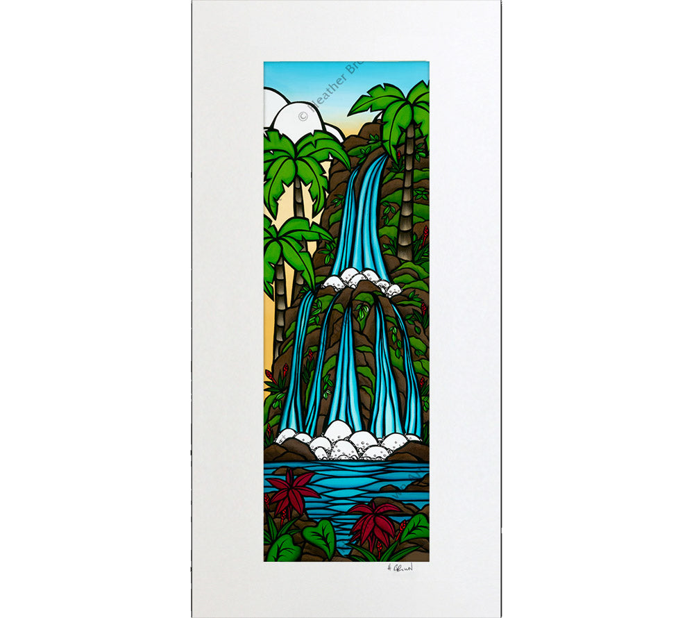 Sunrise Waterfall - Matted Print by Heather Brown