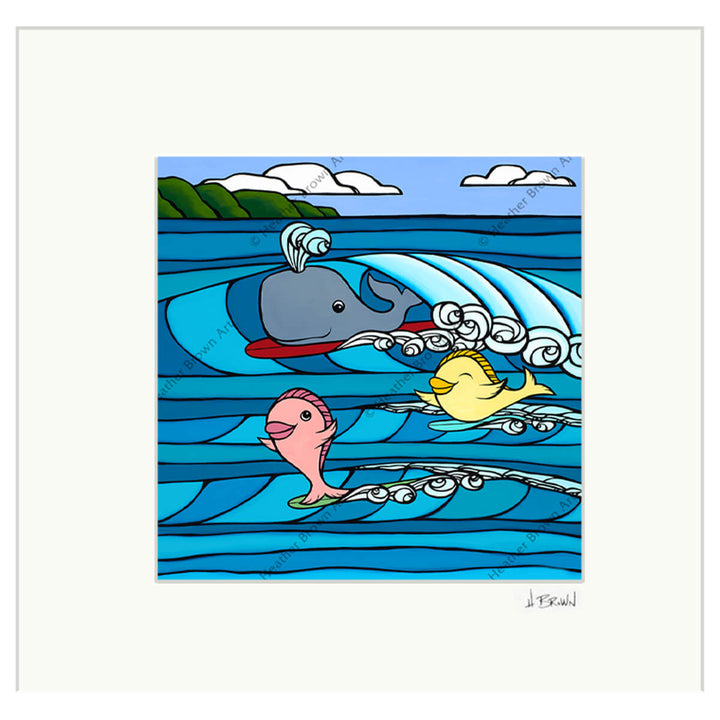 Heather Brown Playing in the Waves Matted Print