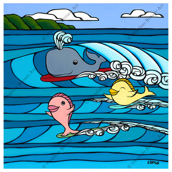 Hawaii surf artist Heather Brown Playing in the Waves Canvas Giclée Print 