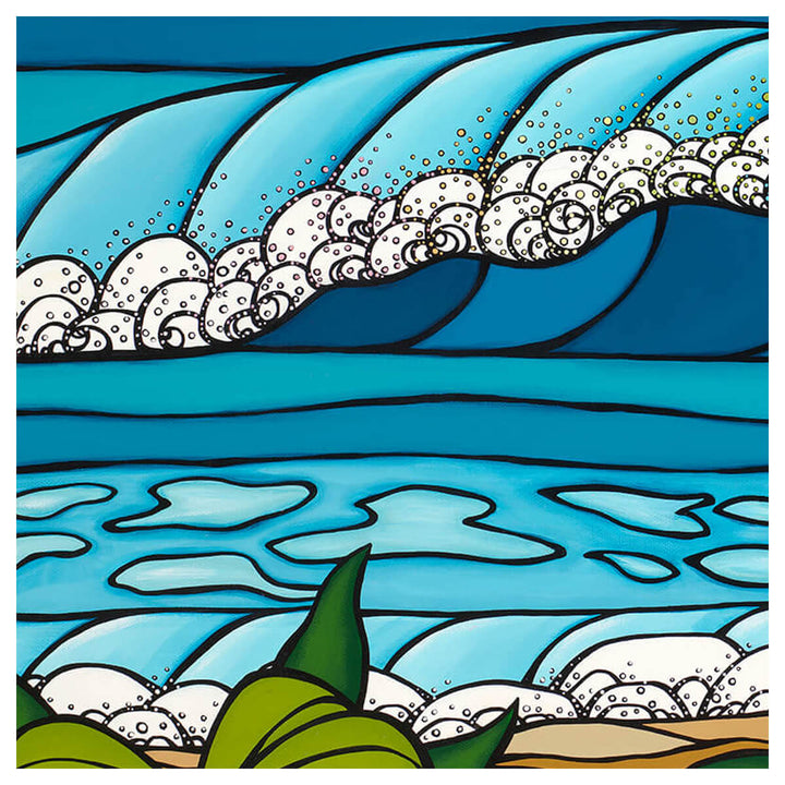 heather brown surf art rainbow spray canvas print detail view