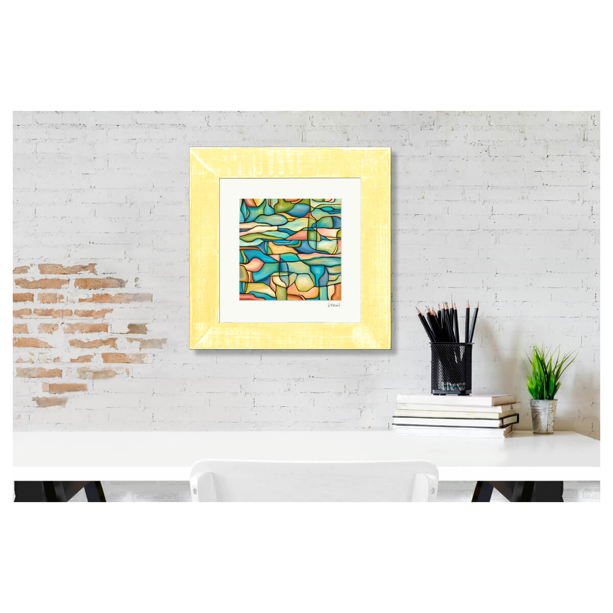 heather brown framed abstract artwork