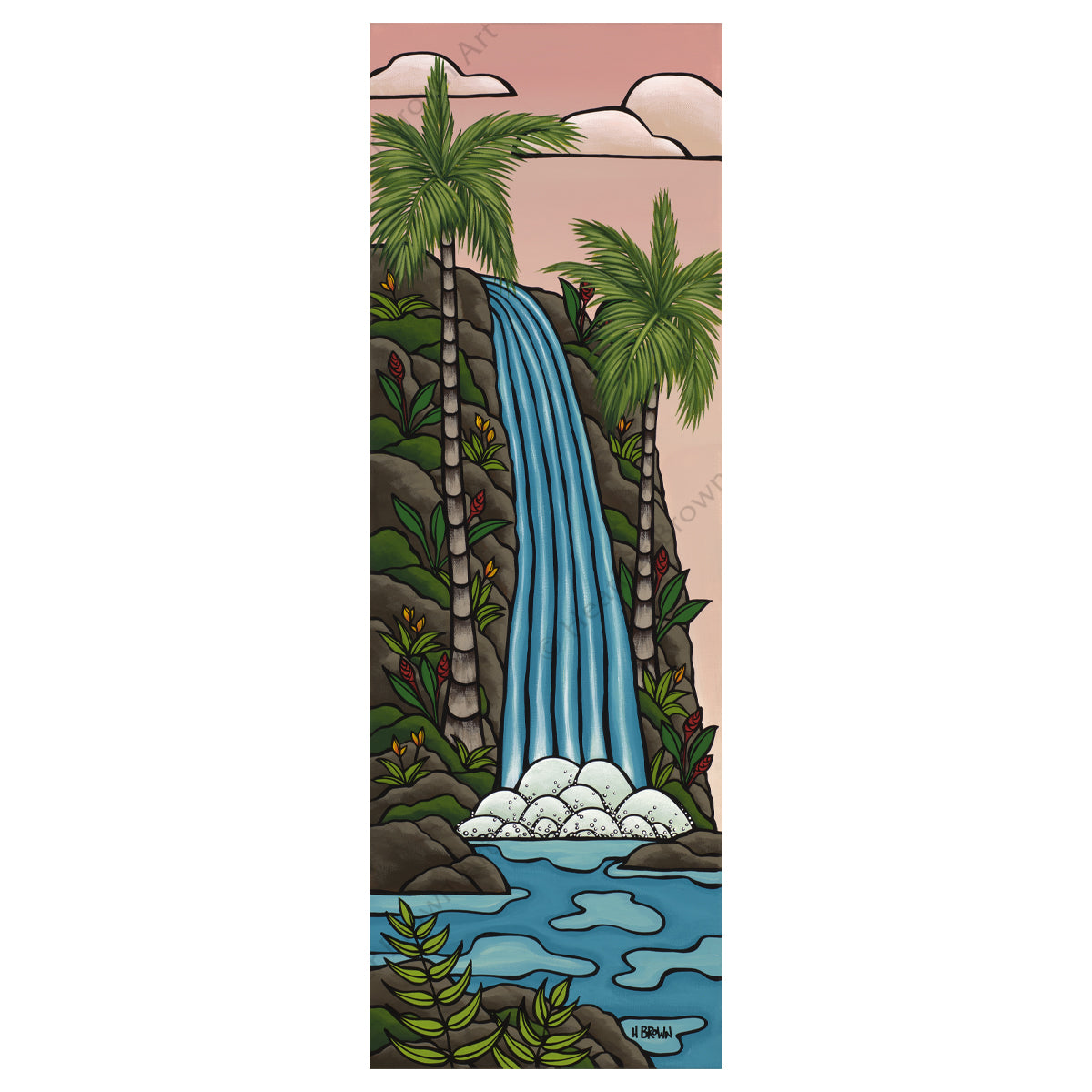 Heather Brown Hawaii Waterfall Tropical Original Artwork