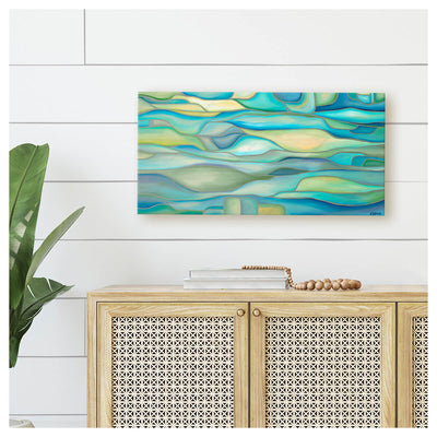 heather brown surf art water leaf canvas giclee wall mockup