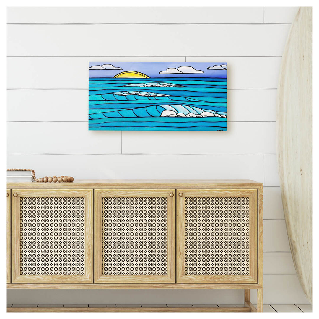 heather brown surf art summer sunset canvas mock up