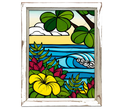 Classic White Frame - "Hibiscus Breeze" by tropical artist Heather Brown