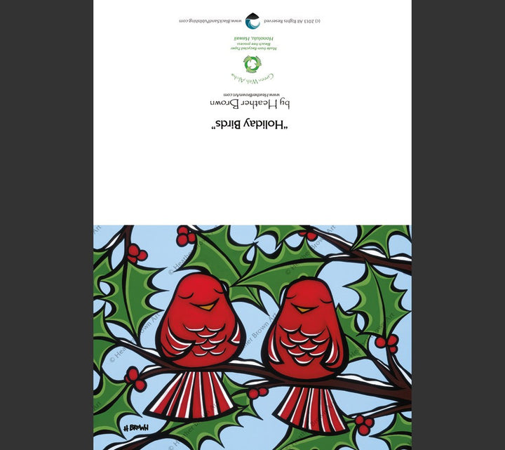 Detail - Holiday Birds Greeting Card by Heather Brown
