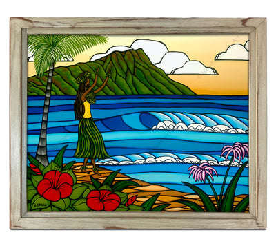 Classic White Frame - Hula Girl by Heather Brown