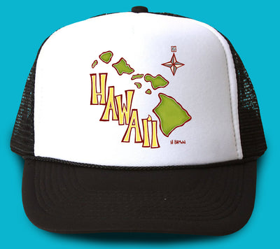"Island Map" Trucker Hat - Wearable Art by Tropical Artist Heather Brown