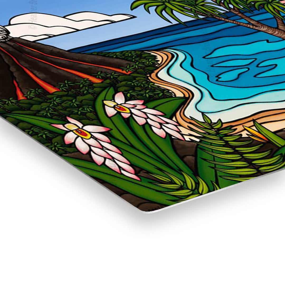 Heather Brown Island Volcano Metal Print Edge Detail