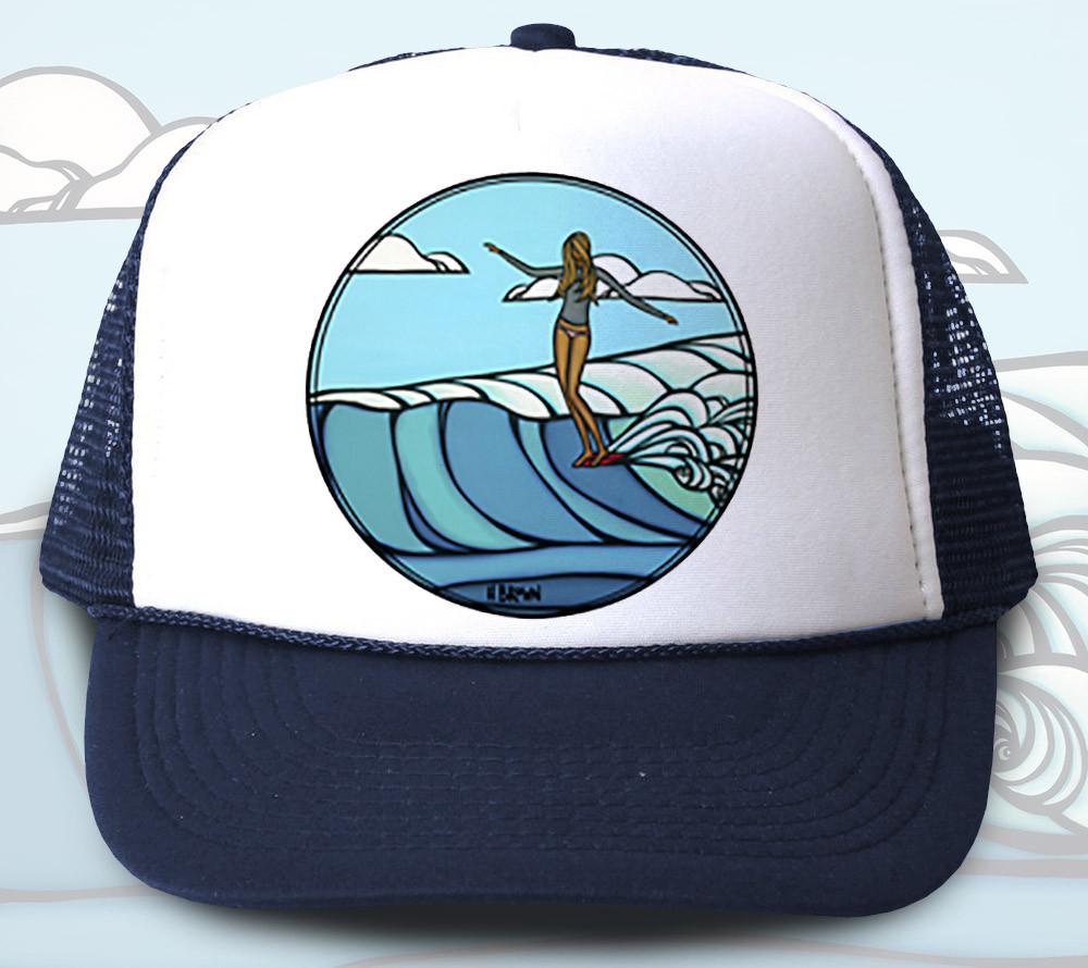 "Lady Slide" Trucker Hat - Wearable Art by Tropical Artist Heather Brown