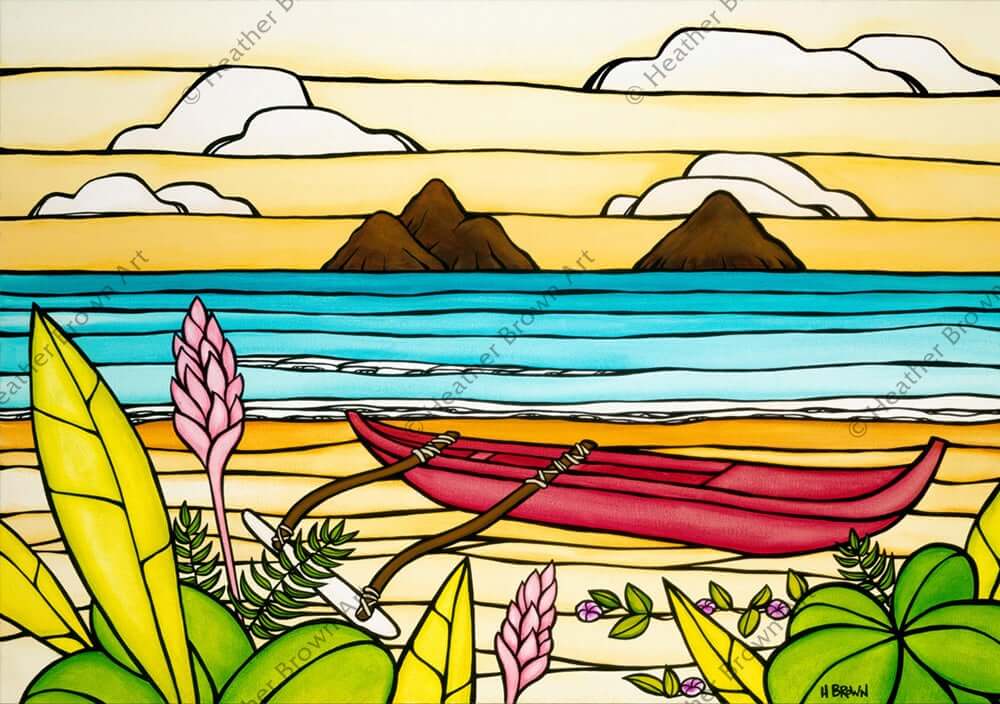 Lanikai Daydream - A beautiful summer day staring out at the Mokes at Lanikai beach by Hawaii artist Heather Brown