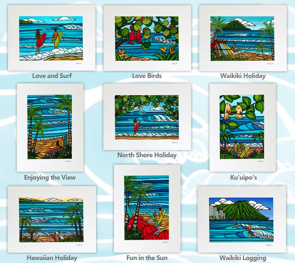 Love Birds Collection Package - Matted Prints + Shades of Hawaii #1 Clutch