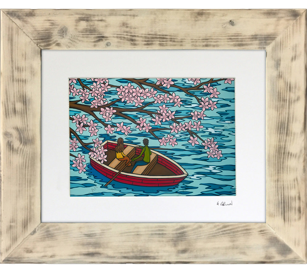 Love and Sakura - Framed Matted Print by Heather Brown