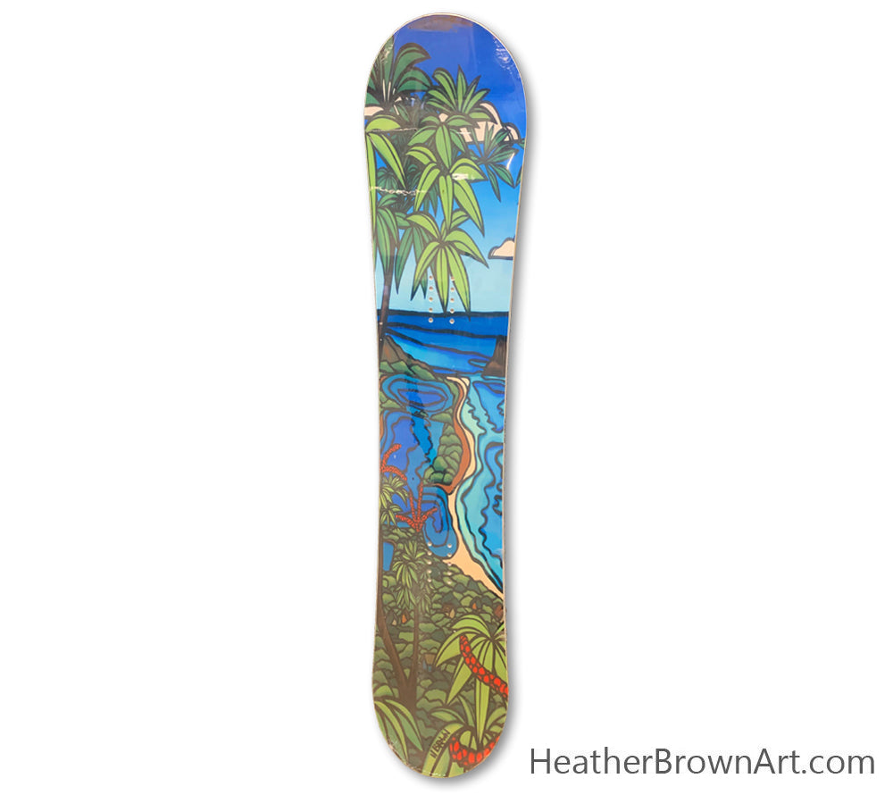 The "Moli'i Fishpond" Limited Edition Snowboard was made in collaboration with Heather Brown Art x Elan Snowboards for the 2014-2015 season.