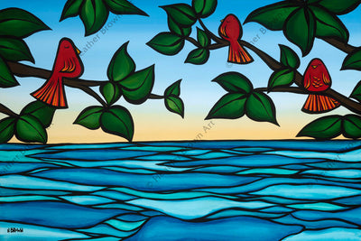 Morning Glass painting of the sun rising over the horizon by Hawaii artist Heather Brown