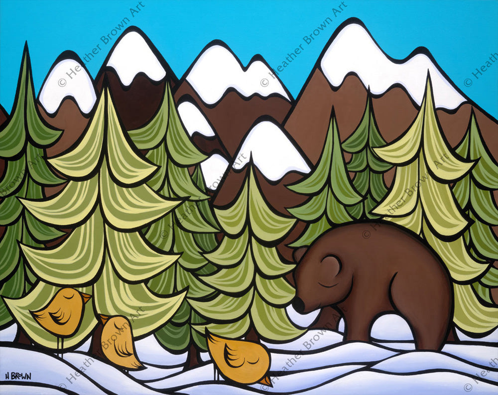 Mountain Bear - "One of the things I love about the Rocky Mountains is watching all the animals of the forest come out to play in the snow." by Heather Brown