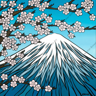 Mt. Fuji - Mt. Fuji in the spring time when there is snow still on the mountain and the cherry blossoms are in full bloom by Heather Brown