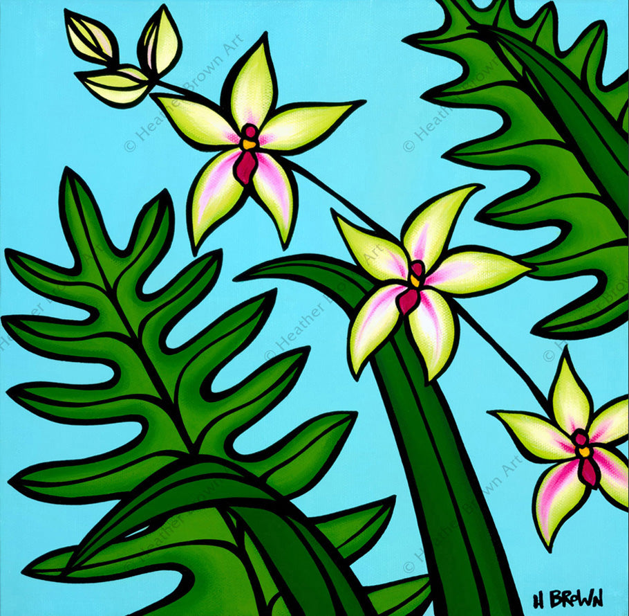 Orchid - Painting of an Orchid Flower by Hawaii artist Heather Brown is part four of the "Hawaiian Botanicals" series