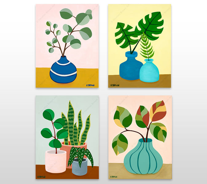 "Plant" Still Life Series - Open Edition Giclees on Canvas by tropical Hawaii artist Heather Brown featuring beautiful potted plant still lives with unique foliage.
