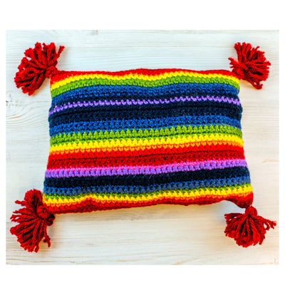 Hawaii surf artist Heather Brown's handcrafted throw pillows, Rainbow Stripe #1