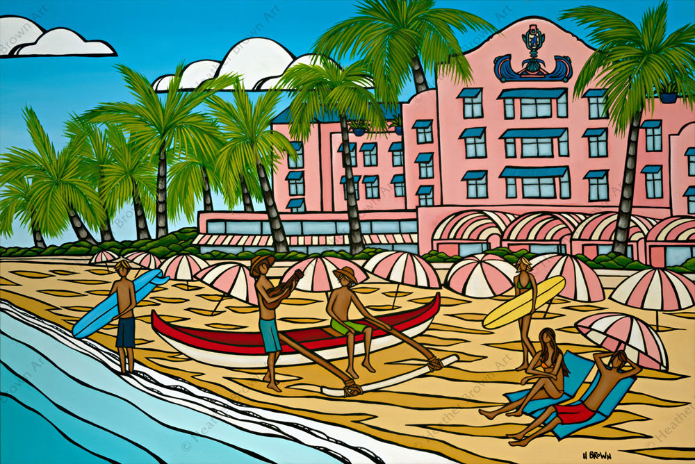 Royal Hawaiian - Painting of the famous "Pink Palace" hotel in Waikiki by Hawaii artist Heather Brown