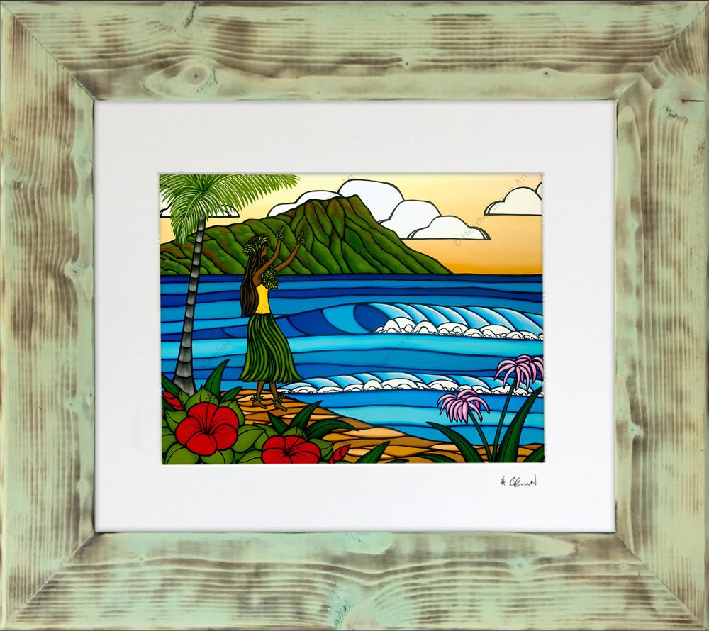 Seafoam Shou Sugi Ban Reclaimed Wood Frames (Mat Prints) by Heather Brown Art