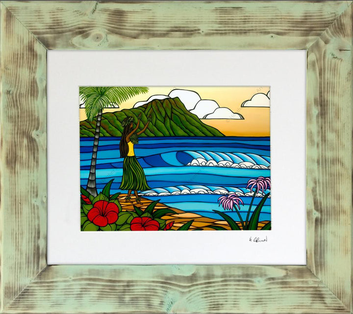 Seafoam Shou Sugi Ban Reclaimed Wood Frames (Mat Prints) by Heather Brown Art