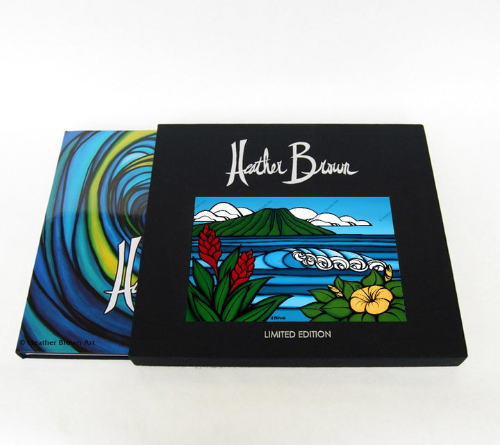 The Art of Heather Brown - Complimentary Limited Edition Canvas print of "South Shore Wave" inset into front slip cover