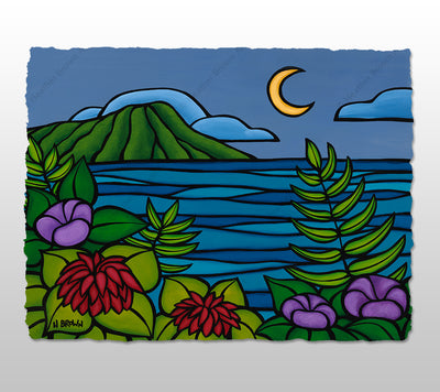 Waikiki Twilight - Deckled Paper Print by Heather Brown