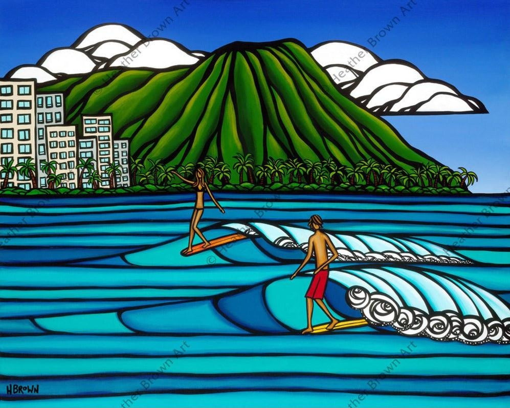 Heather Brown Waikiki Surf アート ヘザーブラウン絵画 Waikīkīロギング-製品-ヘザーブラウンアート – Heather Brown Art
