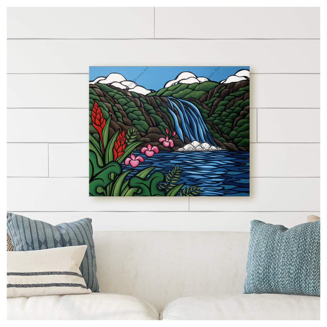 Waimea Falls by Hawaii Surf Artist Heather Brown Canvas Giclée Wall Art