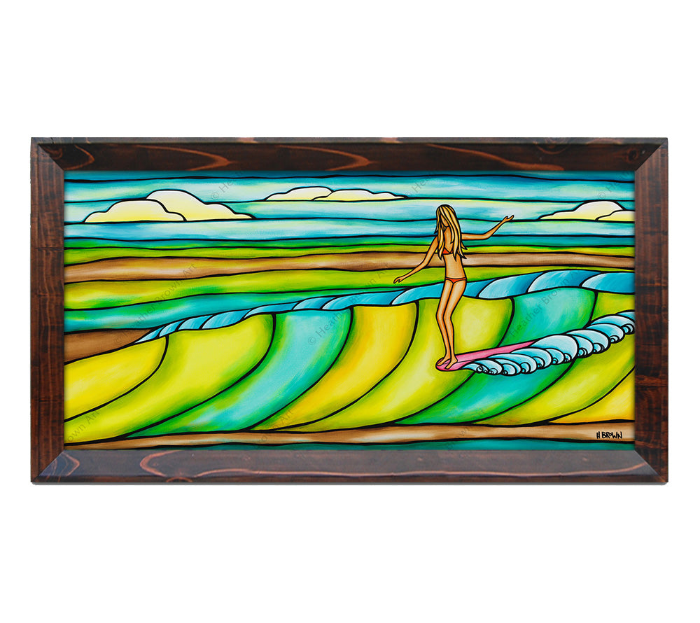 Walnut Frame - "Weekend Slide" Giclée print on canvas by Hawaii tropical artist Heather Brown