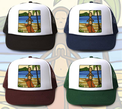 "Yoga Monkey" Trucker Hat is available in four hat colors