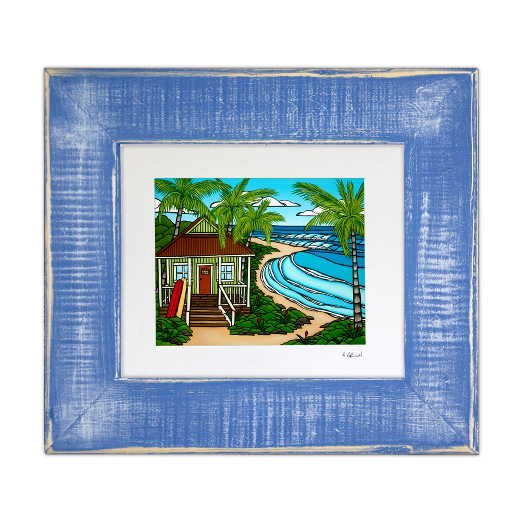 Hawaii Bungalow - Matted Paper Print - Heather Brown Art