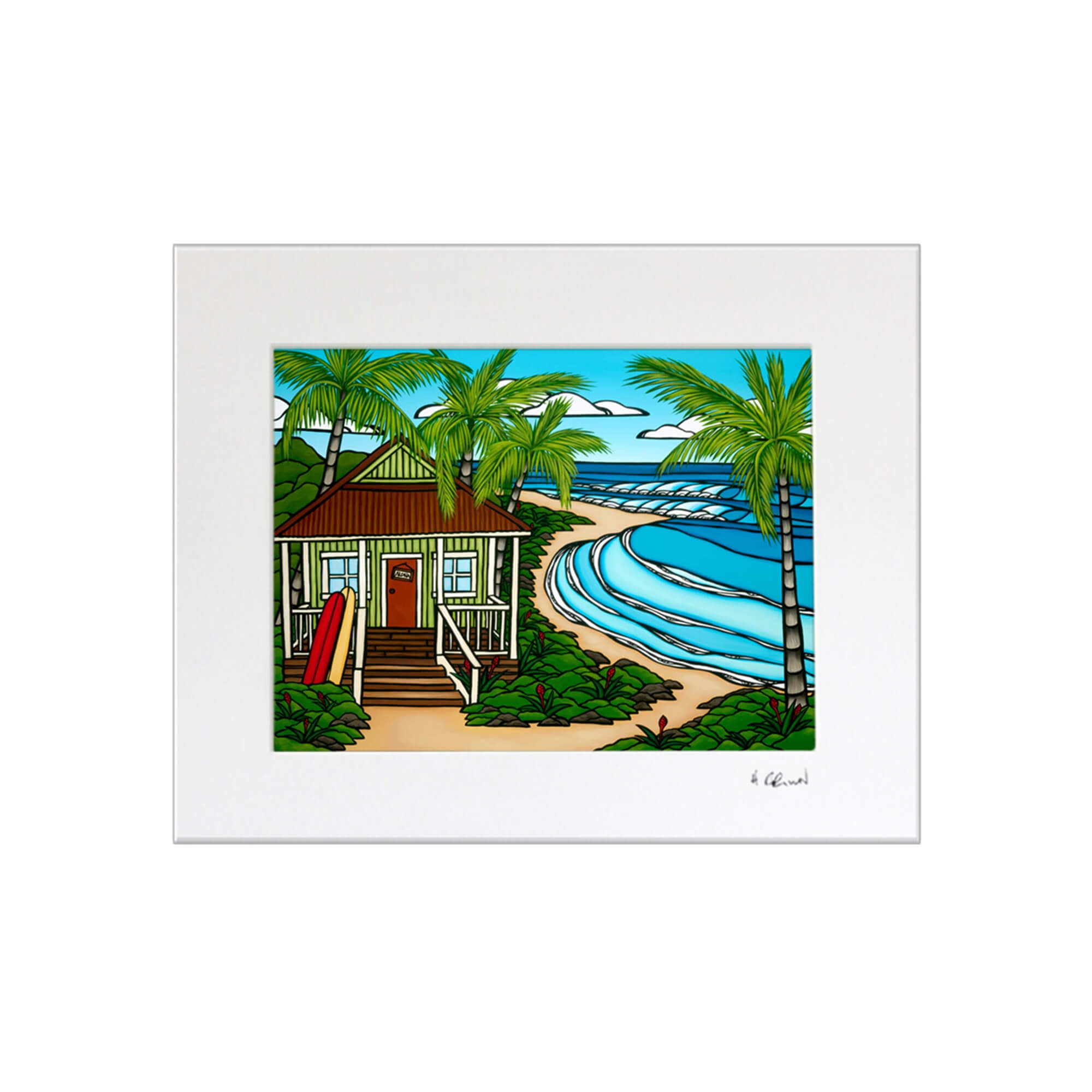 Hawaii Bungalow - Matted Paper Print - Heather Brown Art