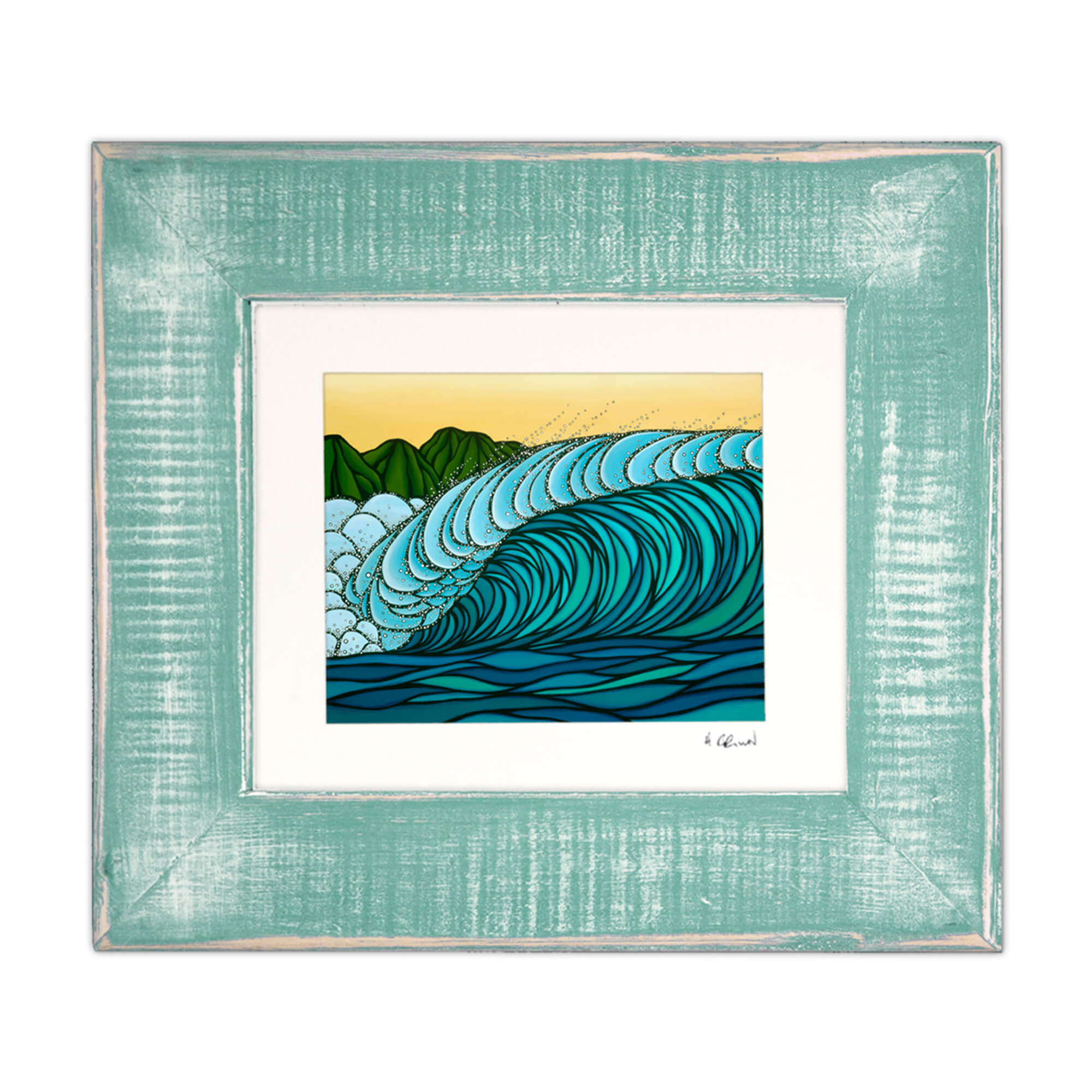 Heather Brown 海とサーフィンのアートプリント Gem of the Sea - Matted Paper Print - Heather Brown Art