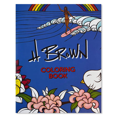 Front cover of a coloring book by tropical surf artist Heather Brown