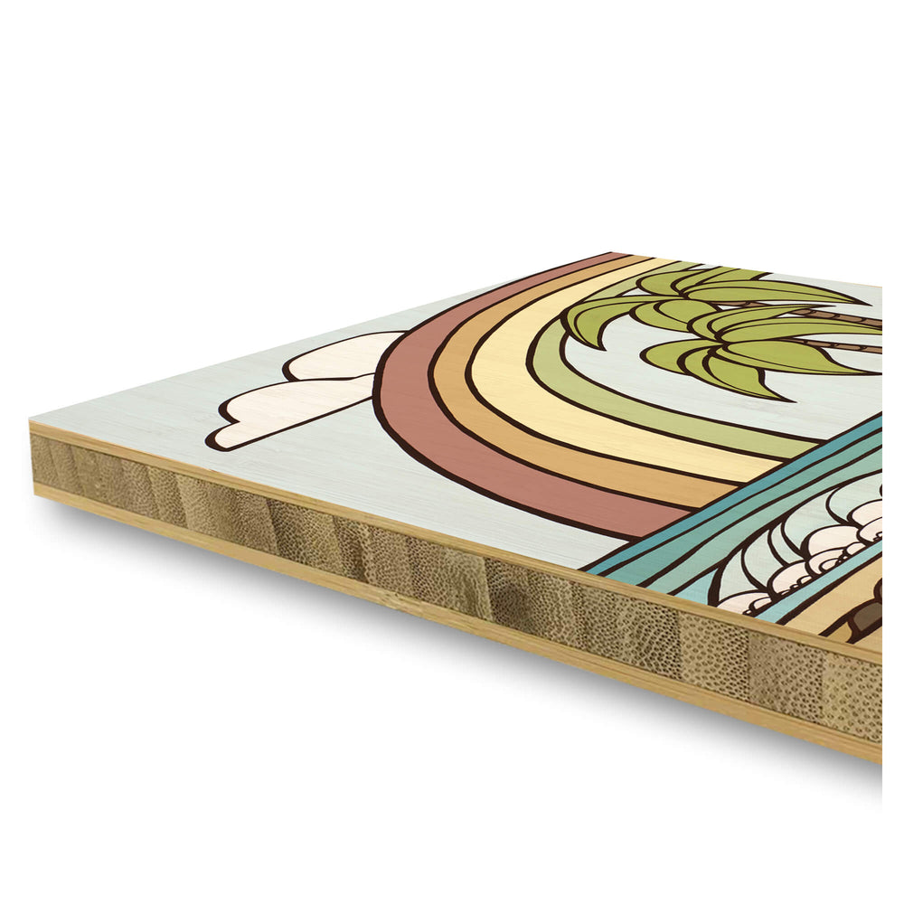 A rainbow framing a seascape by Hawaii surf artist Heather Brown