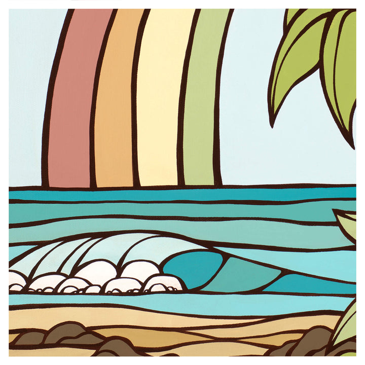 Rainbow and pastel colored ocean by Hawaii surf artist Heather Brown