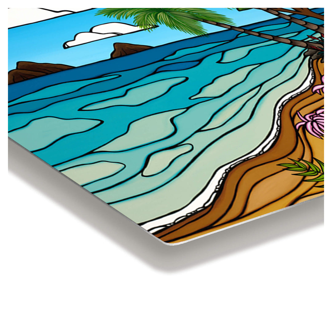 Teal-hued ocean and crashing waves by Hawaii artist Heather Brown