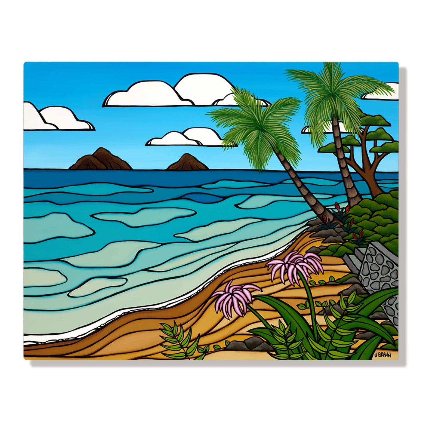 Seascape with distant islands by Hawaii surf artist Heather Brown