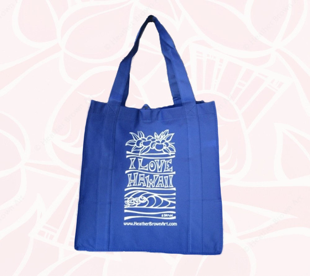 "I Love Hawaii" re-usable tote bag by Heather Brown Art