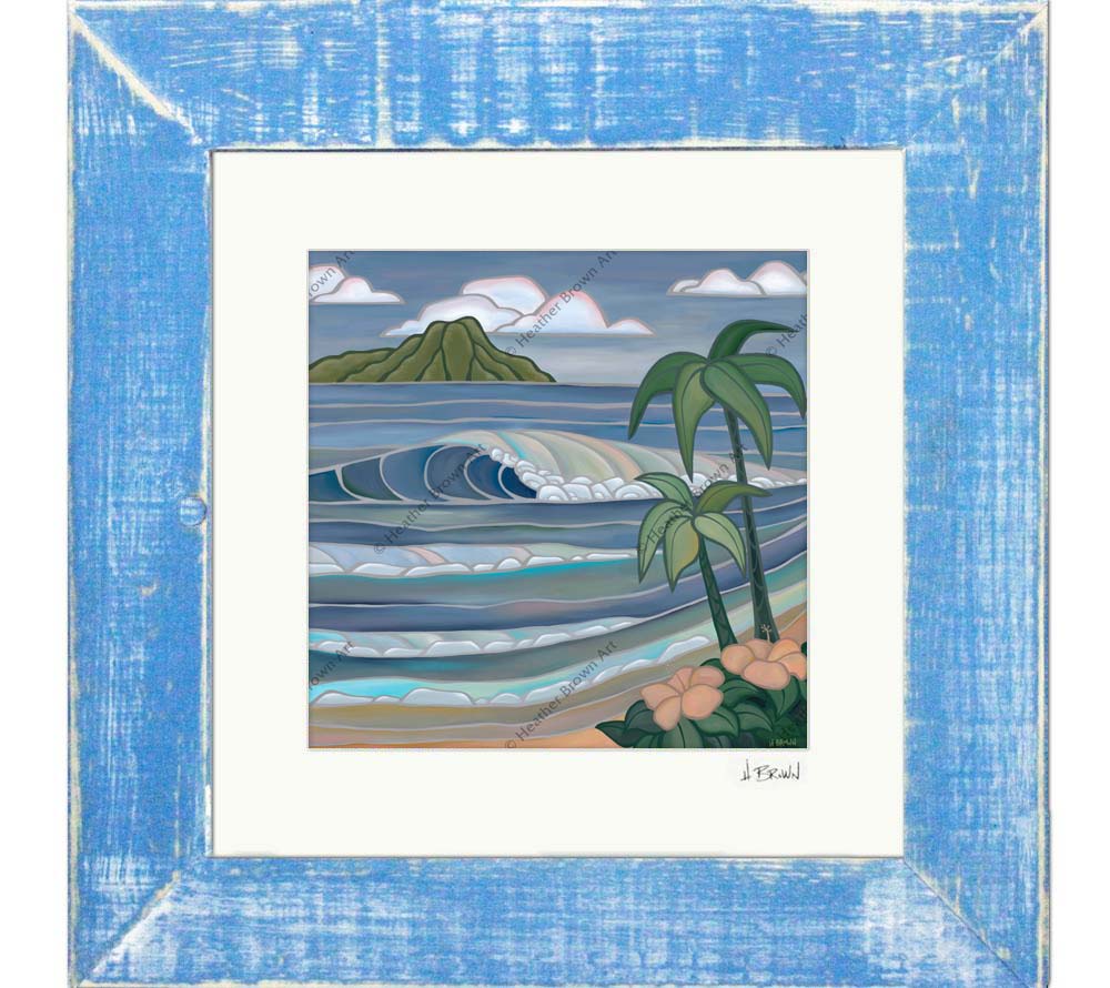 Heather Brown Twilight Paradise Matted Print Classic Blue Frame